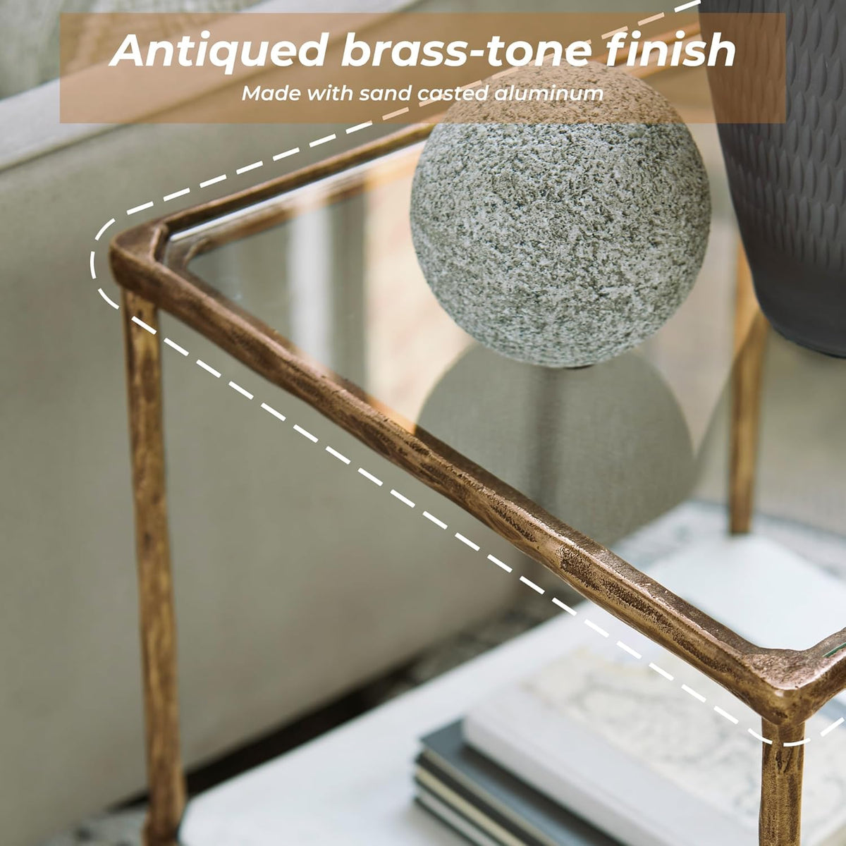 Side Table (Metal & Stone Side Table)
