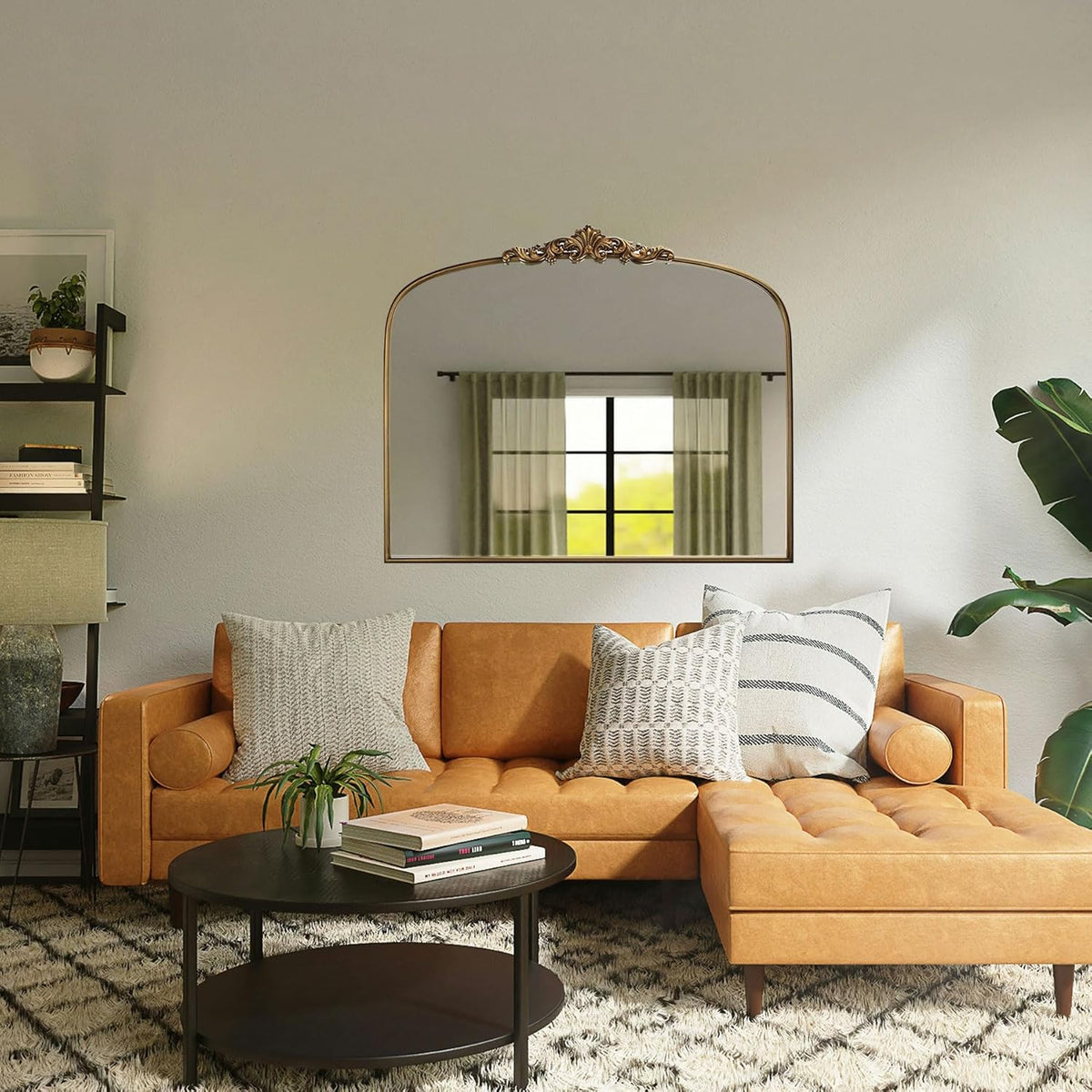 Arched Ornate Gold Mirror