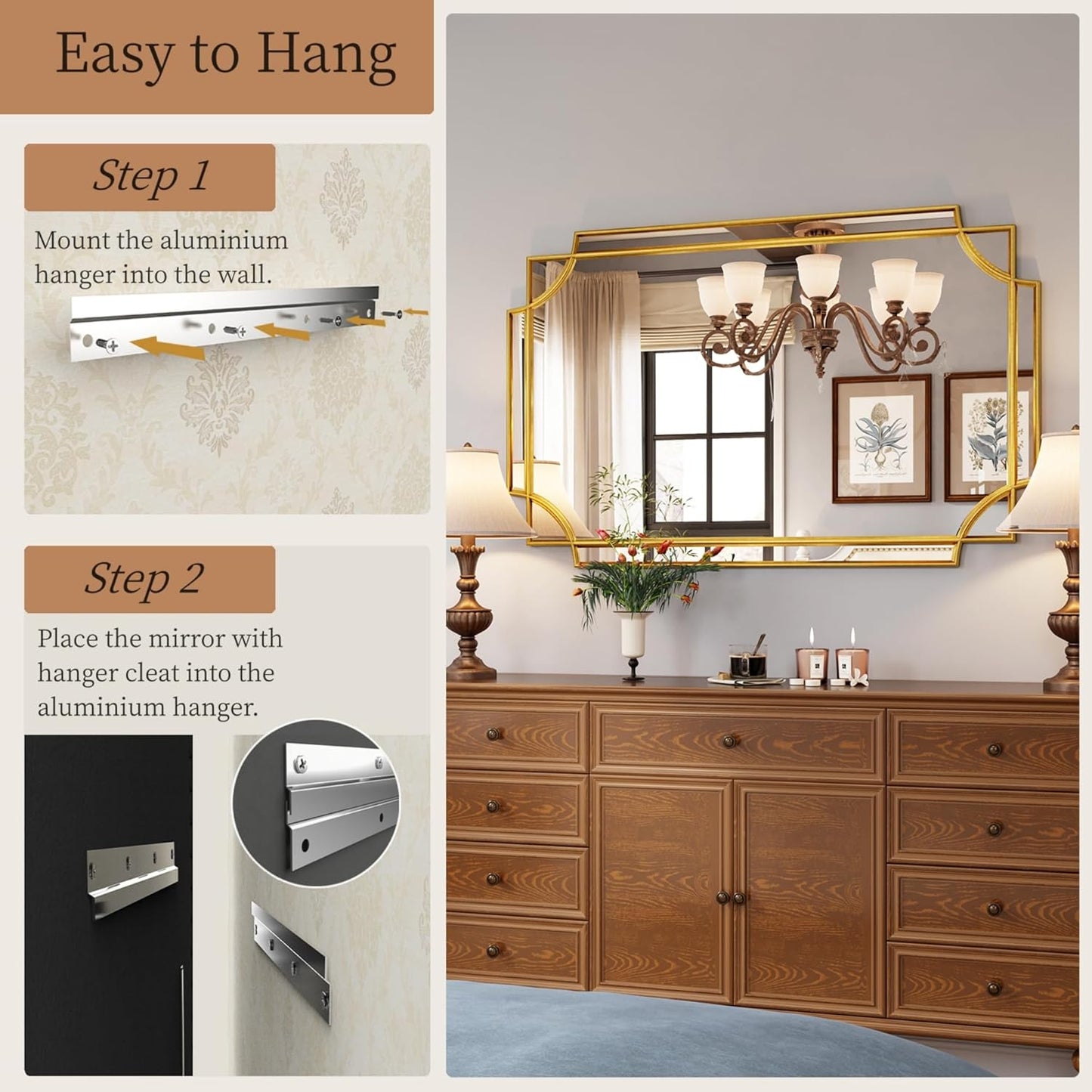 Rectangular Gold Framed Mirror