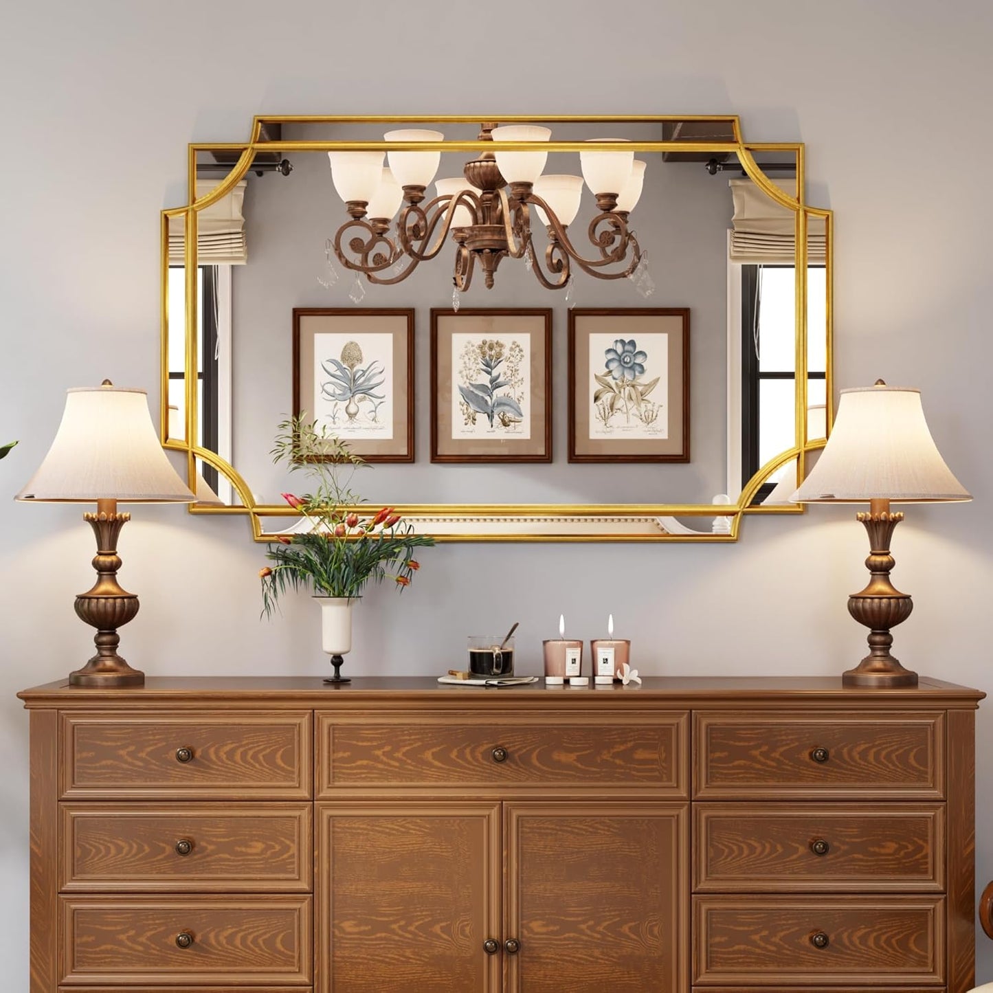 Rectangular Gold Framed Mirror